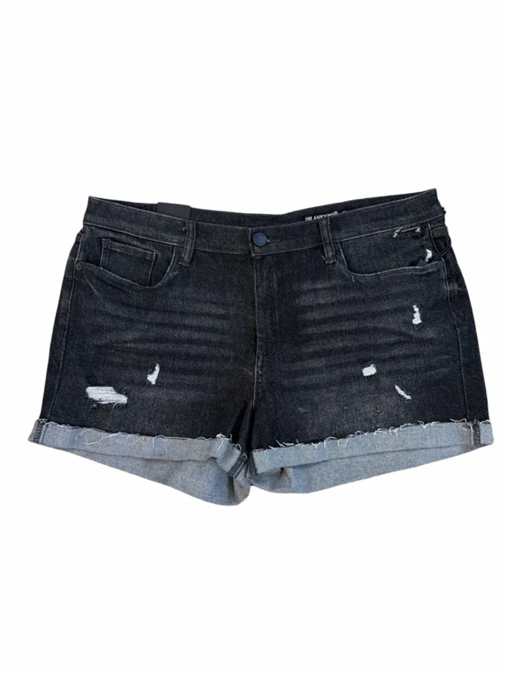 BLANK NYC The Fulton Roll Up‎ Black Distressed Jean Shorts Size 32 NEW